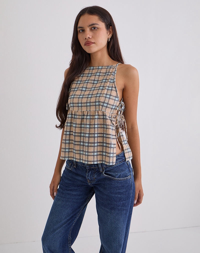 Sienna Tie-Side Top - Pastel Blue