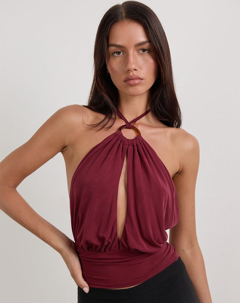 Allure Halter Top - Maroon