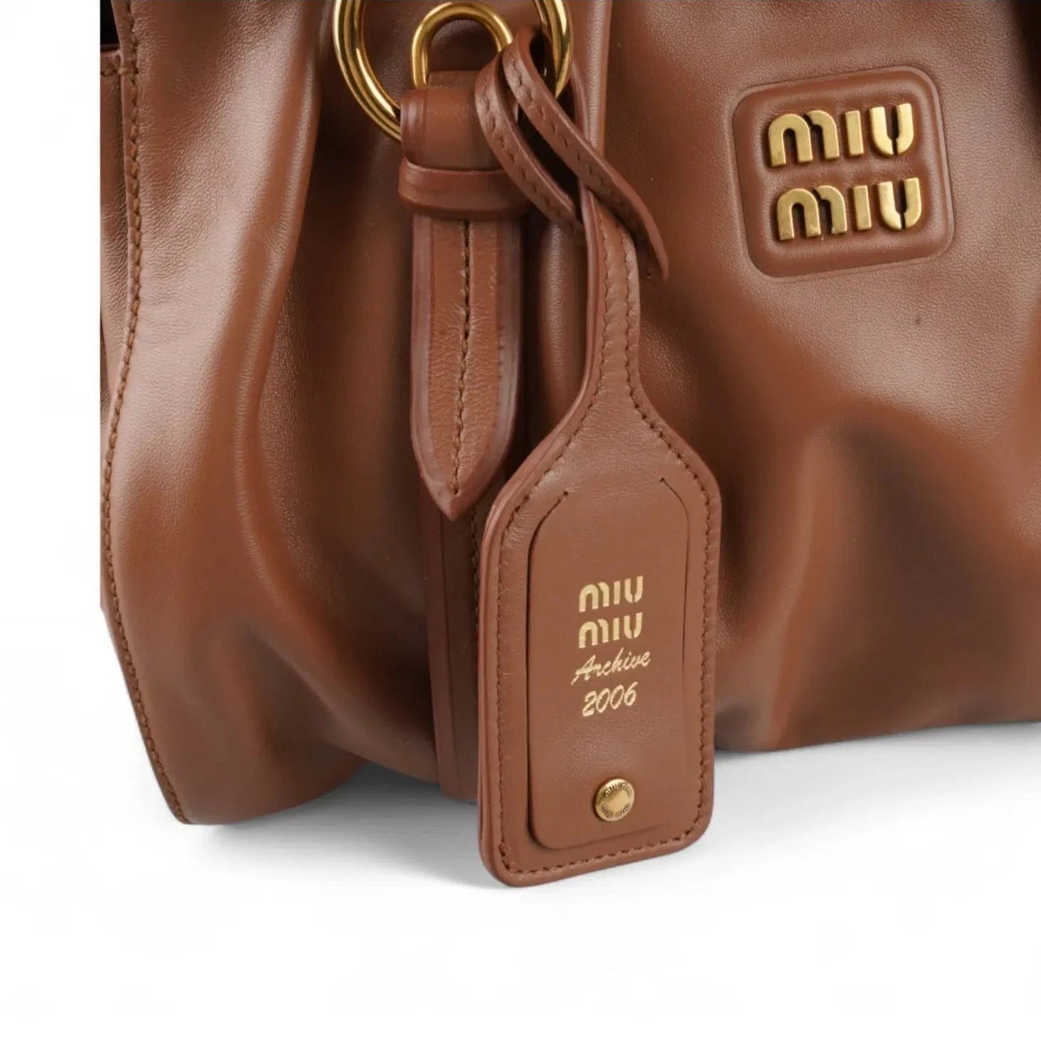 Miu Miu Joie Nappa Leather Shoulder Bag - Light Brown