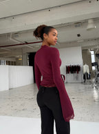 Capri Lace Long Sleeve Top - Maroon