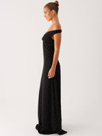 Melany Maxi Dress - Black Polka Dot