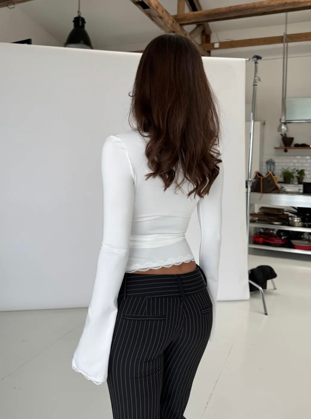 Capri Lace Long Sleeve Top - White