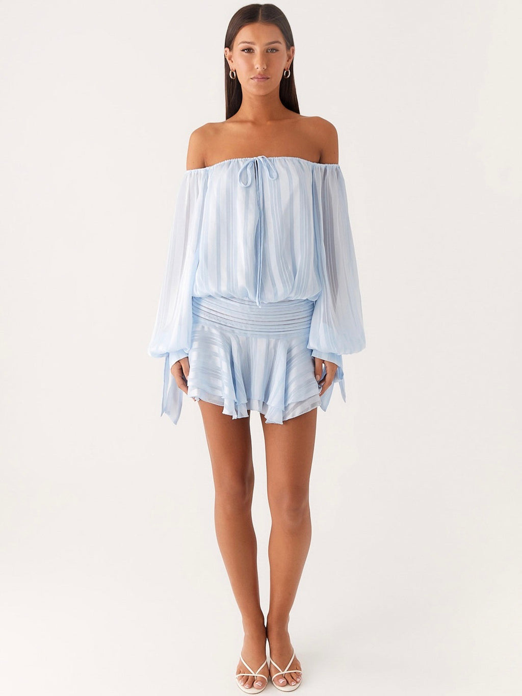 Blair Balloon Sleeve Mini Dress - Blue