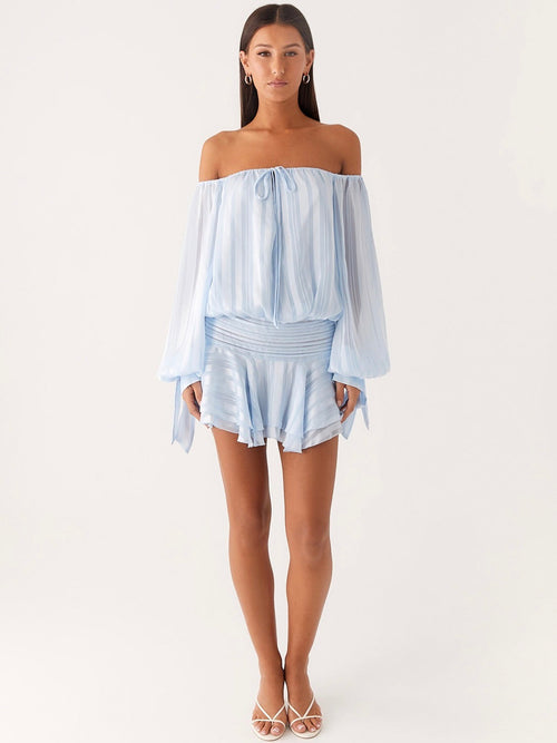 Blair Balloon Sleeve Mini Dress - Blue