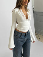 Willow Lace Long Sleeve Top - White