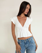 Esmé Frill Top - White