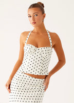 Cherry Two Piece Set - White Polka Dot