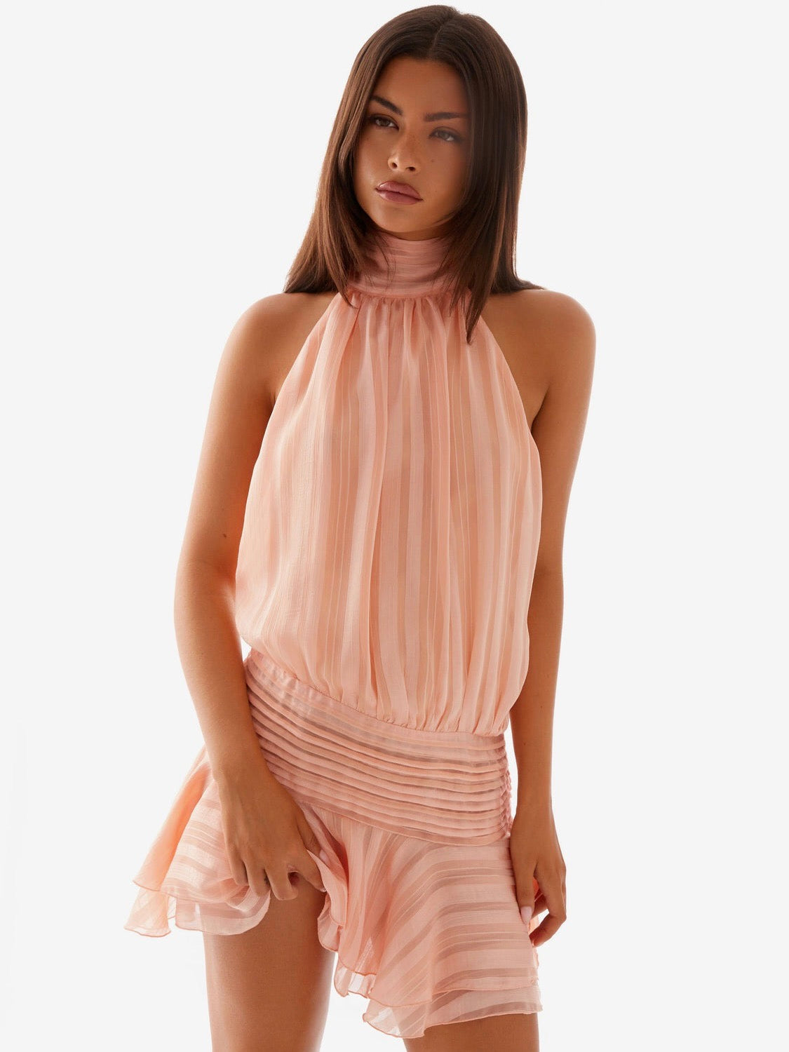 Solene Chiffon Mini Dress - Blush