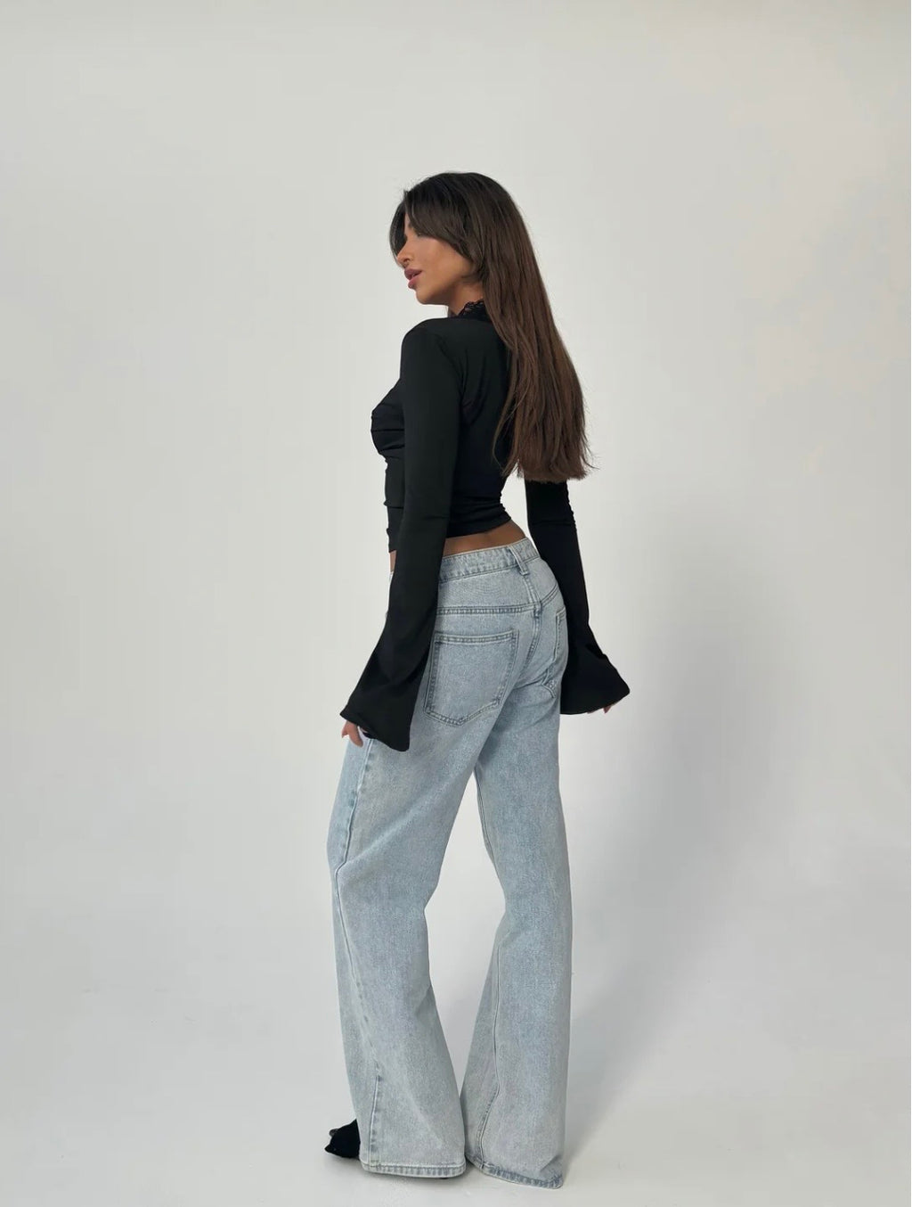 Willow Lace Long Sleeve Top - Black