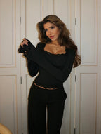 Blair Lace Long Sleeve Top - Black