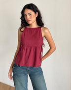 Sienna Tie-Side Top - Maroon