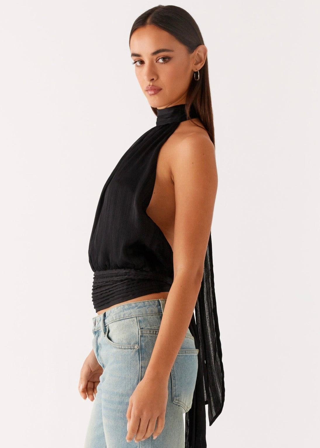 Solene Chiffon Top - Black
