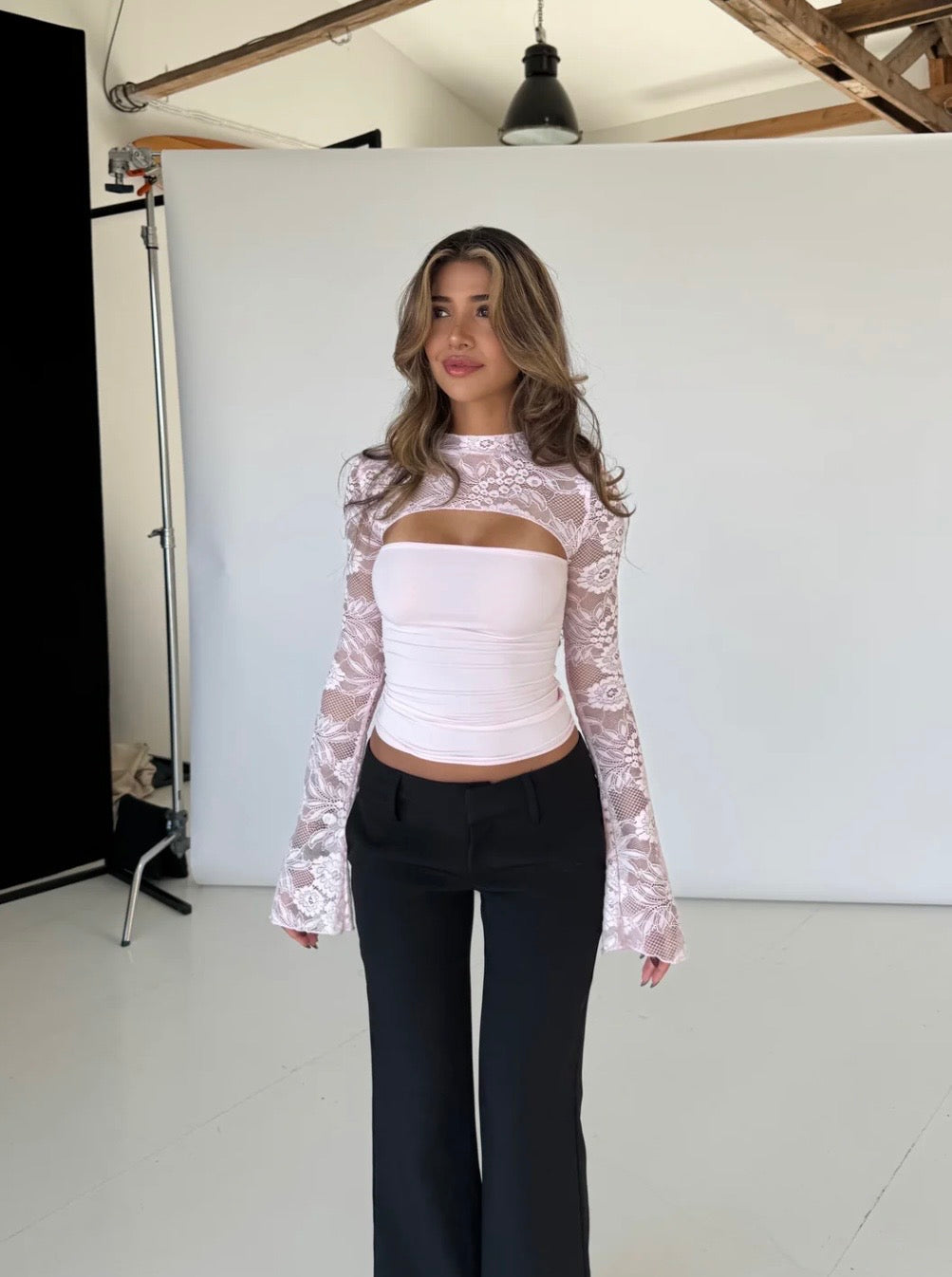 Brandy Lace Top - Pink